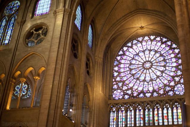 Inside view of the north rose window of Notre-Dame - Paris, France