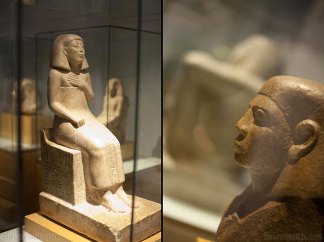 Egyptian statues and busts in the Egyptian Museum of Barcelona, Spain