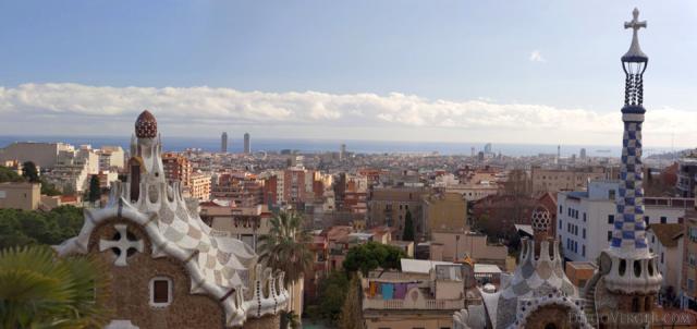 View of Barcelona from the Greek Theater in Park Güell View of Barcelona from the Greek Theater in Park Güell