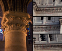 Detalle de diseño de un capitel de Notre-Dame - París, Francia