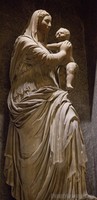 Madonna del Sasso sculpture above Raphael’s tomb in the Pantheon, Rome, Italy