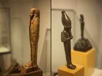 Egyptian statuettes in the Egyptian Museum of Barcelona, Spain