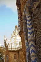 Detail of the mosaic work in a pavilion of Park Güell - Barcelona, Spain