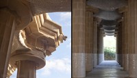 Gargoyle and Hypostyle Room at Park Güell, Barcelona, Spain