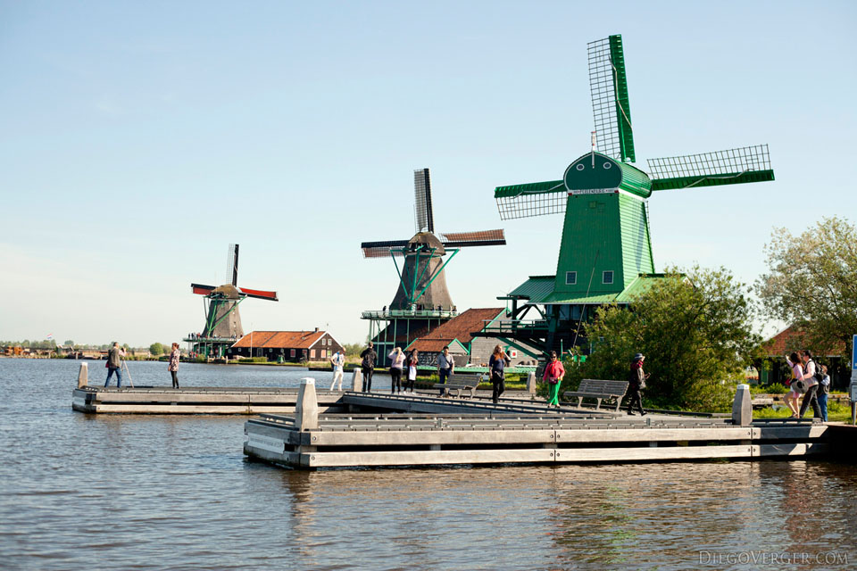 Three of the windmills of Zaanse Schans - Zaandam, Netherlands
