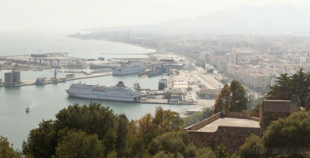 Malaga e il suo porto da Gibralfaro - Malaga, Spagna