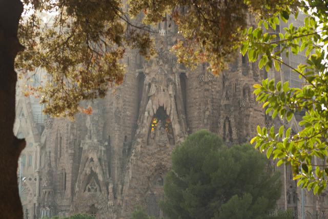 The Sagrada Familia from Gaudí square - Barcelona, Spain