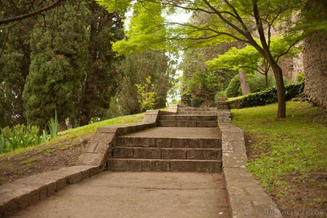 Elevated path in the Archaeological Walk - Girona, Spain