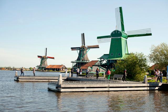 Trois des moulins à vent de Zaanse Schans - Zaandam, Pays-Bas