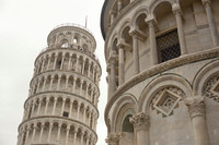 Detail of the apse of the cathedral and the Tower of Pisa - Pisa, Italy