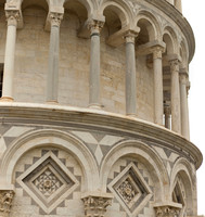 Detail of the arcades of the Tower of Pisa - Pisa, Italy