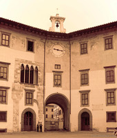 Façade of the Clock Palace at Knights' Square - Pisa, Italy