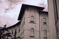 A building in Vittorio Emanuele II Square in infrared - Pisa, Italy