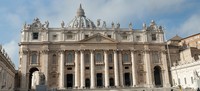Panoramic photo of St. Peter's Basilica façade - Vatican City, Holy See
