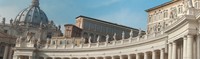 Panorama of statues in the northern colonnade - Vatican City, Holy See