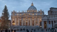 St. Peter's Basilica and St. Peter's square at dusk - Vatican City, Holy See