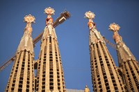 Detail of the towers of the southwest façade of the Sagrada Familia - Barcelona, Spain