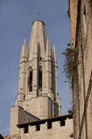 Gothic bell tower of the Sant Feliu basilica - Girona, Spain