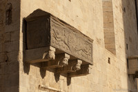 Sarcophagus on the façade of Sant Feliu basilica - Girona, Spain