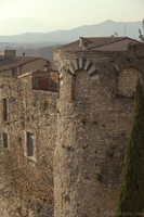 Detail of round tower on the Girona wall - Girona, Spain