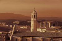 The Girona Cathedral and surrounding hills in infrared - London, England