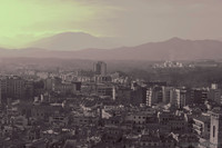 Girona buildings and hills in infrared - London, England