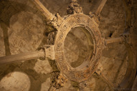 Detail of the rose window on display inside Sant Pere de Galligants in Girona - Girona, Spain