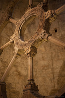 Detail of the rose window located inside the monastery - Girona, Spain