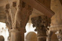 Zoomorphic creature design in a capital of the Sant Pere de Galligants cloister - Girona, Spain