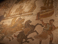 Detalle del mosaico romano de Can Pau Birol - Girona, España