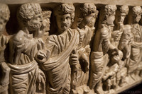 Detail of the high relief of a sarcophagus - Girona, Spain