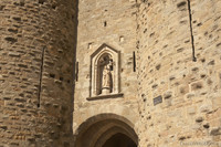 Altar with statue of Virgin Mary in the Narbonne Gate - Carcassonne, France