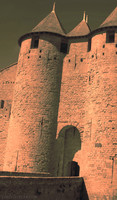 Entrée et tours du Château Comtal de Carcassonne - Carcassonne, France