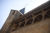 Wooden gallery on the wall of the Count's Castle - Carcassonne, France