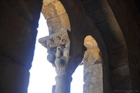 Detail of the capital of a double-arched window of the Cité of Carcassonne - Carcassonne, France