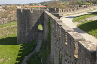 The Notre-Dame or Rigal tower of the outer wall of the Carcassonne fortress - Carcassonne, France