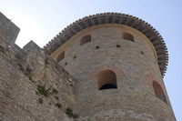 Detalle de una torre galo-romana en la parte norte de la muralla interna - Carcasona, Francia