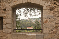 Panoramic lookout window in the Francesa gardens of Girona - Girona, Spain