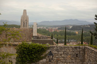Bell tower of Sant Feliu as seen from the Francesa/French Gardens of Girona - Girona, Spain