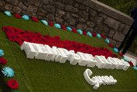 Temps de Flors 2016 flower banner in the Passeig Arqueològic (Archaeological Walk) - Girona, Spain