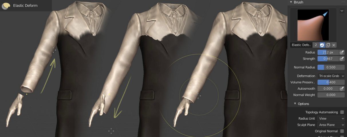 Sculpt mode in Blender 3D - Elastic Deform tool Sculpt mode in Blender 3D - Elastic Deform tool