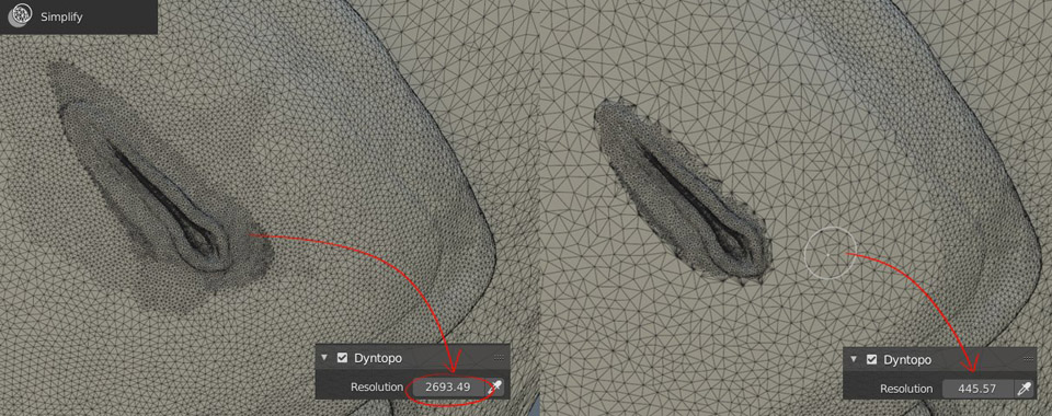 Sculpt mode in Blender 3D - Simplify tool Sculpt mode in Blender 3D - Simplify tool