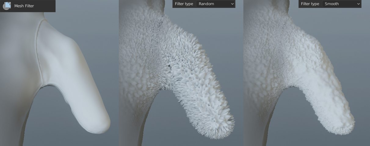 Sculpt mode in Blender 3D - Mesh Filter tool