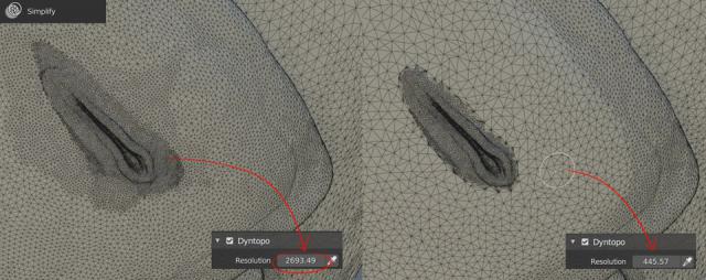 Sculpt mode in Blender 3D - Simplify tool Sculpt mode in Blender 3D - Simplify tool