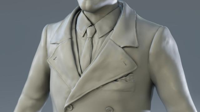 Vanrick - Scultura del personaggio 3D - Dettaglio cappotto - Blender