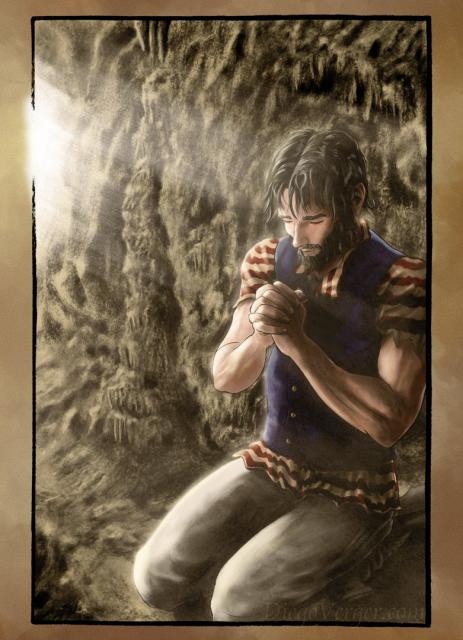 The Count of Monte Cristo - Edmond praying in the cave