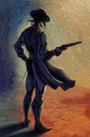 Zorro pointing a gun - The Mark of Zorro - Digital Illustration (Krita) - Thumbnail
