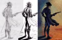 La Marca del Zorro - Lápices, tintas y colores - Zorro apuntando