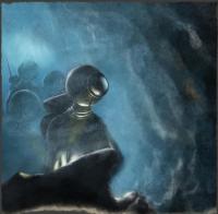 Captain Nemo and explorers entering underwater cave - Thumbnail