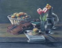 Still Life with Violin and Tulips - Thumbnail